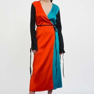 THE ATTICO dress color block wrap waist tie dress